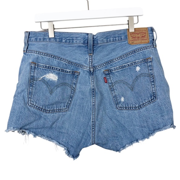 Levi's 501 Button Fly Distressed Jean Shorts - Picture 2 of 6